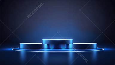 Dark blue stage podium 3d background product platform for your product display.