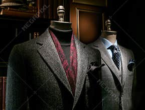 Two Mannequins in Coat and Suit