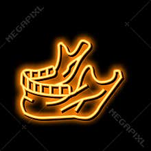 jaw bone neon glow icon illustration