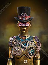 Surreal Fantasy Steampunk Woman, Robot