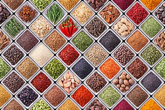 Seamless texture with spices and herbs