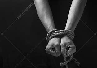 Hands of a missing kidnapped