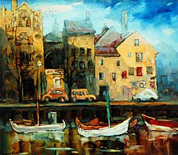 Denmark, Copenhagen, Illustration, painting by oil on canvas