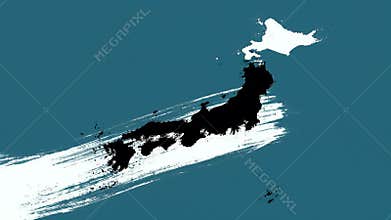 Japan Ink Brush Stroke Map