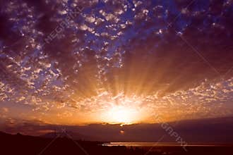 Glorious golden sunrise and skies in Spain