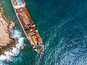 Aerial View of the Edro III Shipwreck Near Cyprus Coastline