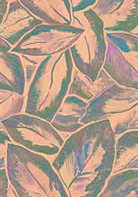 Seamless pattern with large leaves painted by hand.