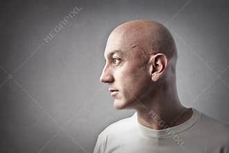 Bald man profile
