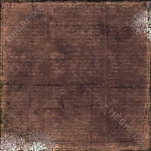 Dark brown grungy vintage text background with floral frame