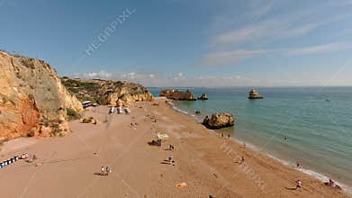 Breathtaking Praia da Dona Ana Beach with Golden Cliffs in Portugal\'s Algarve