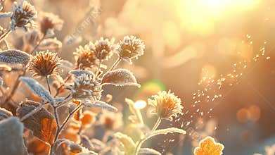 Frosty Flowers in Sunlight