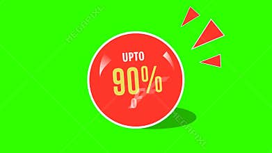 Up to 90% Off Sale Logo Animation Discount Offer Green Screen Badge for Promotions