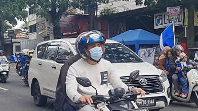 Fans celebrating Persib Bandung Football Team becoming Indonesian Premier League Champions on May 24, 2025