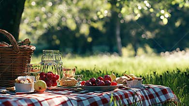 Summer Picnic Food on Blanket