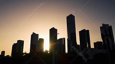 Sunset Cityscape Silhouette