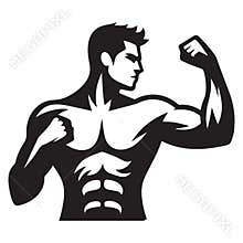 Strong Muscular Man Bodybuilding Silhouette Vector Graphic Illustration Design