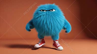 Grumpy Blue Monster in Sneakers