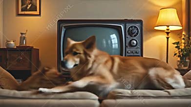 television as a nostalgic artifact, showcasing the evolution of media over decades, blending vintage designs with Generative AI