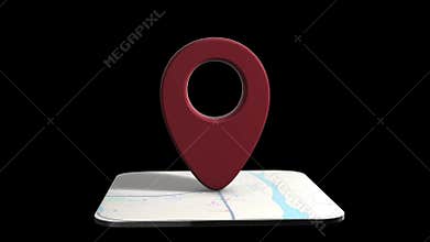 3D Map Location Pin Red Loop
