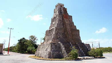 Costa Maya Mexico Tourist Ruins Time Lapse Tour Buses Mayan Pyramid Replica