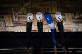 Polo mallets in the polo field