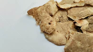 Cassava peel on a white background
