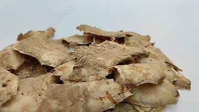 Cassava peel on a white background