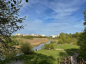 Beautiful summer landscapes in one of the parks in Minsk