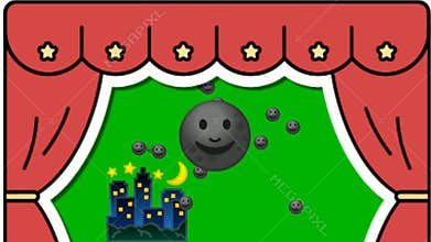 Black smile animation video clip illustration showing that it's night