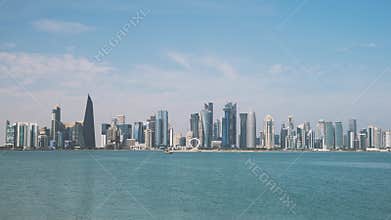 Panorama of Doha, capital of Qatar.