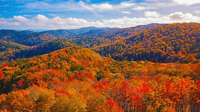 Autumn Landscape in Vibrant Mountain Forest with Colorful Foliage Generative AI