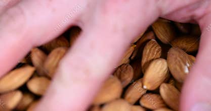 ready-to-eat almond nuts on a wooden table