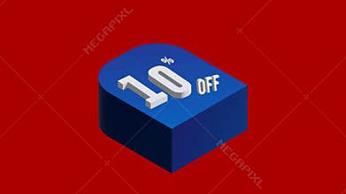 10% Off 3D Animated Discount Text – Blue Typography on Dark Red Background Promo Video