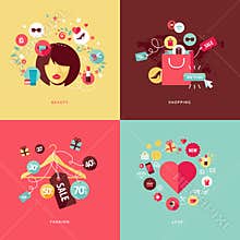 Flat design concept icons for beauty and shopping