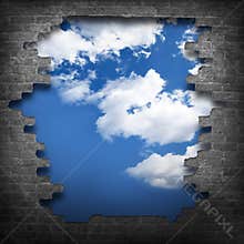 Broken bricks wall