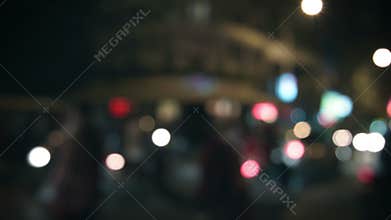 Blurred abstract night lights of city street