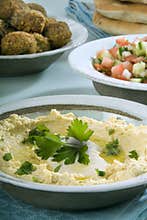 Hummus falafel and arab salad