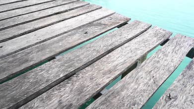 Wooden bridge wooden walkaway view ,Gray Wood Wall.