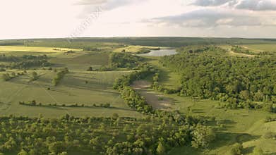 aerial view of beautiful green countryside
