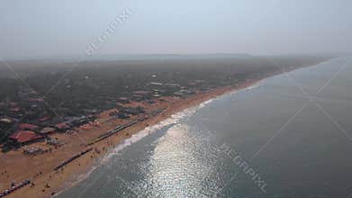 Aerial view of the Baga Beach, Goa, India