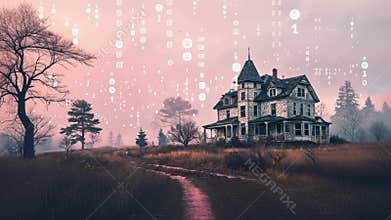 Corrupted Memories An abstract collage of soft pastel colors creates a haunting ambience with pixelated words that seem