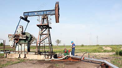 Oil worker on oilfield