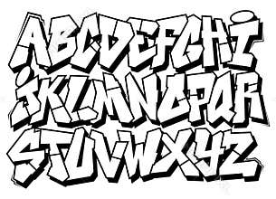 Classic street art graffiti font type alphabet