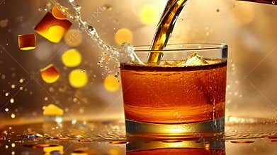 Distilled elegance: cognac presentation, whiskey aroma, brandy warmth, premium beverage, rich essence, crafted spirit, refined