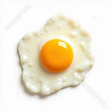 A well-cooked sunny-side up fried egg with yolk intact, contrasting against a white background - Generative AI