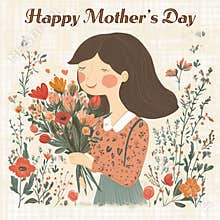Retro Mother's Day Card with Elegant Design