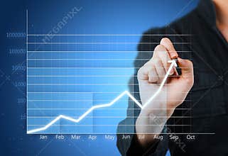 Blue business graph showing growth