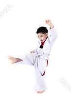 Taekwondo action by a asian cute boy