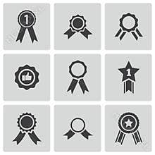 Vector black award medal icons set