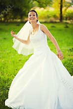 Cheerful bride wedding day